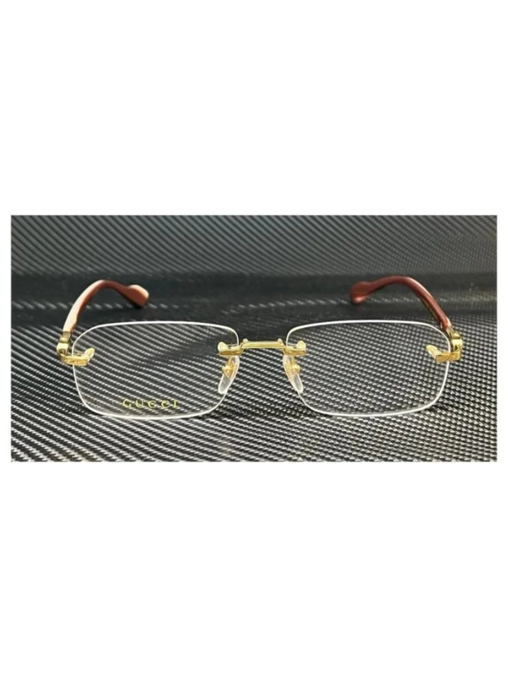 New Gucci Men  Gold Brown Eyeglasses  56- 16- 140